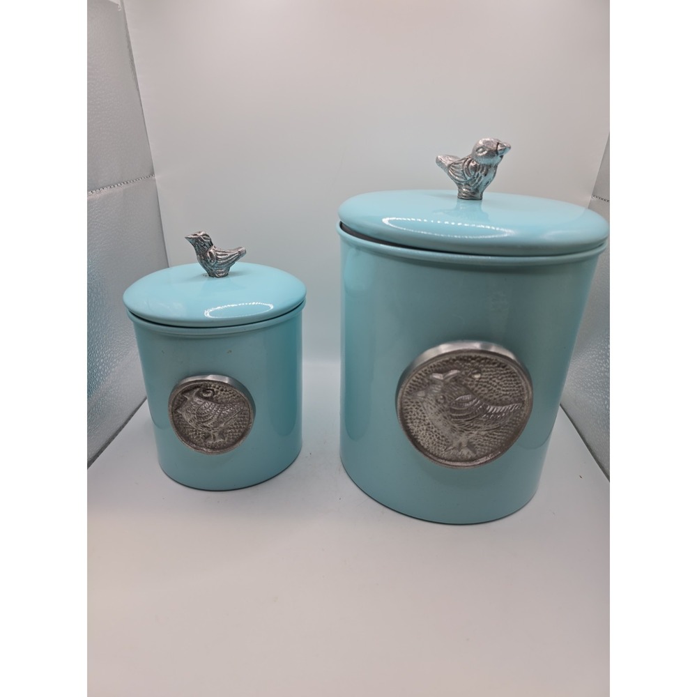 Old Dutch 2 Piece Lauren Bluebird Canister Set Robin Egg Blue Modern